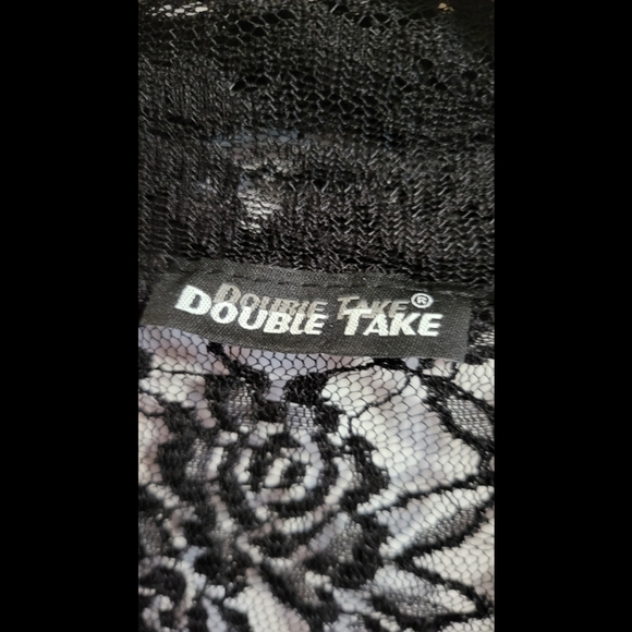 🌿Double Take Black Sheer Lace Cardigan Open Front 3/4 Sleeve Med/Lg Like New - Picture 5 of 12